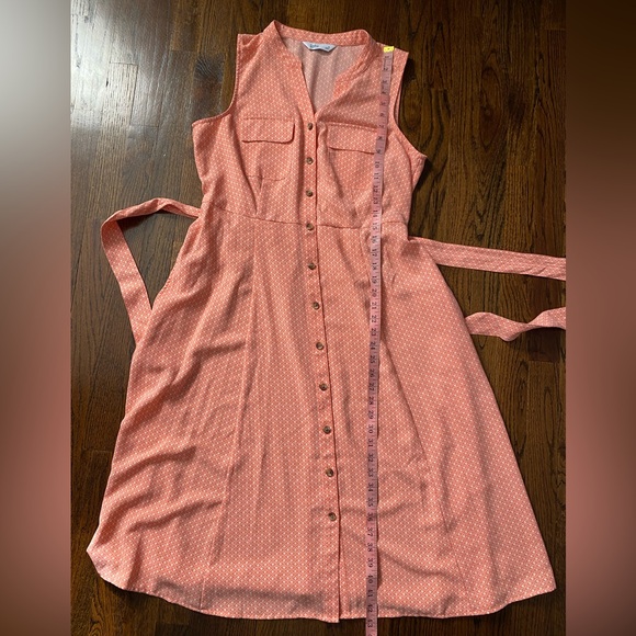 Midi dress sleeveless button down shirtdress Croft & BarrowY-Neck coral pink M - Picture 5 of 16